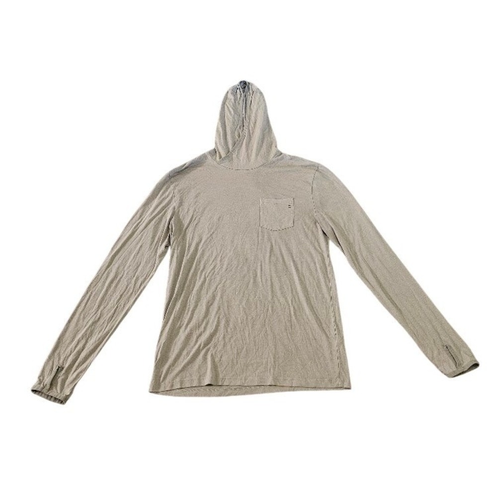 Free Fly Mens Bamboo Lightweight Hoodie Sun Shirt Tan Khaki Size Medium